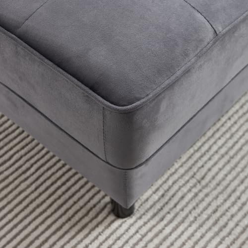 Gray Velvet Chaise Lounge Chair with Tufted Cushion M971