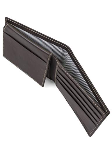 Black Leather Wallet with Attached Flip Pocket B25425