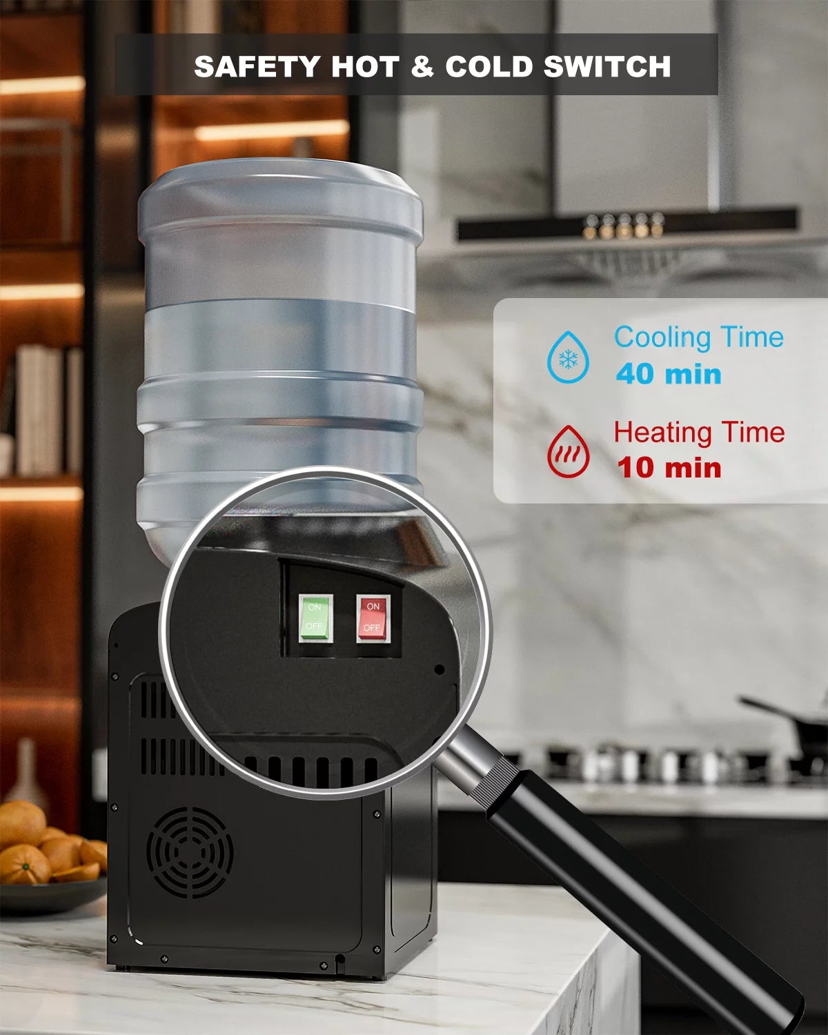 Black Top Loading Water Cooler Dispenser, Hot & Cold Water L867