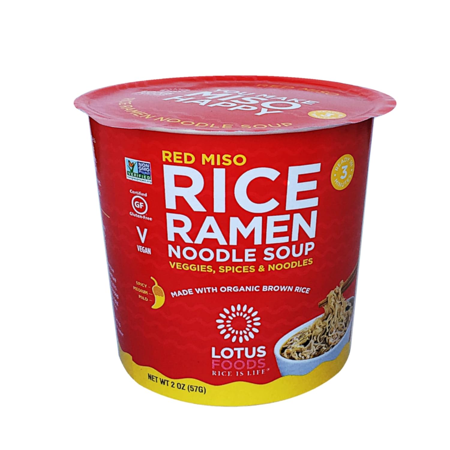 Red Miso Rice Ramen Noodle Soup Cup, 2 OZ K800