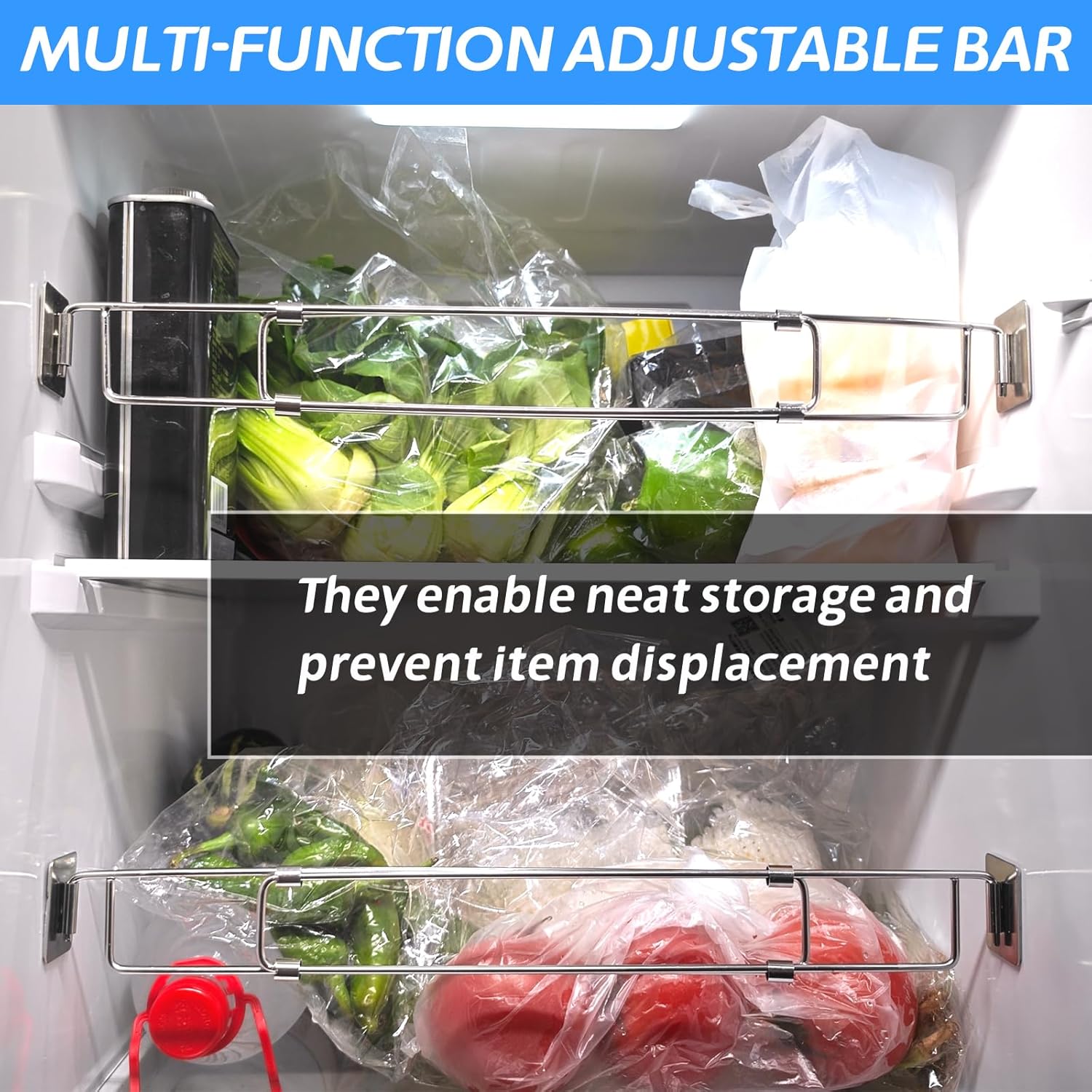 Stainless Steel Adjustable Refrigerator Tension Rods (2 Pack) Z849885