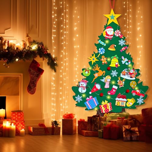 3ft Felt Wall Christmas Tree with 33 Ornaments and Advent Calendar W39801
