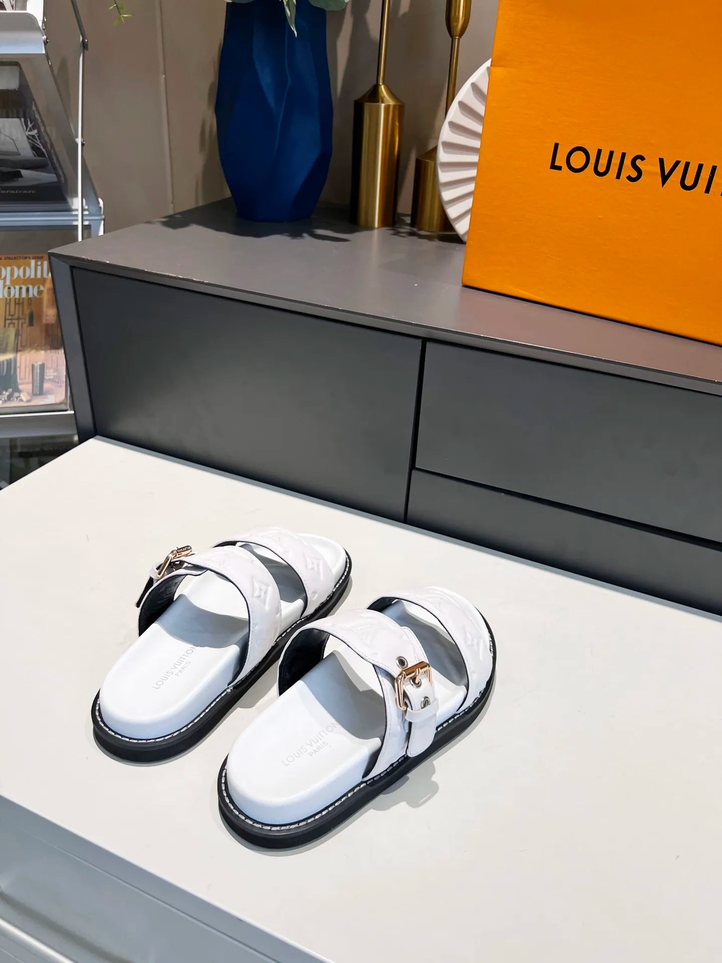 Women's White Flat Mule B27452