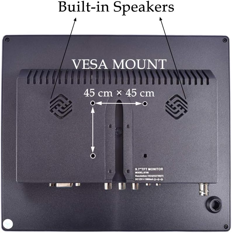 9.7 IPS HD LCD Monitor 1024x768 with VGA HDMI AV BNC USB Audio Ports Built-in Speaker C877494