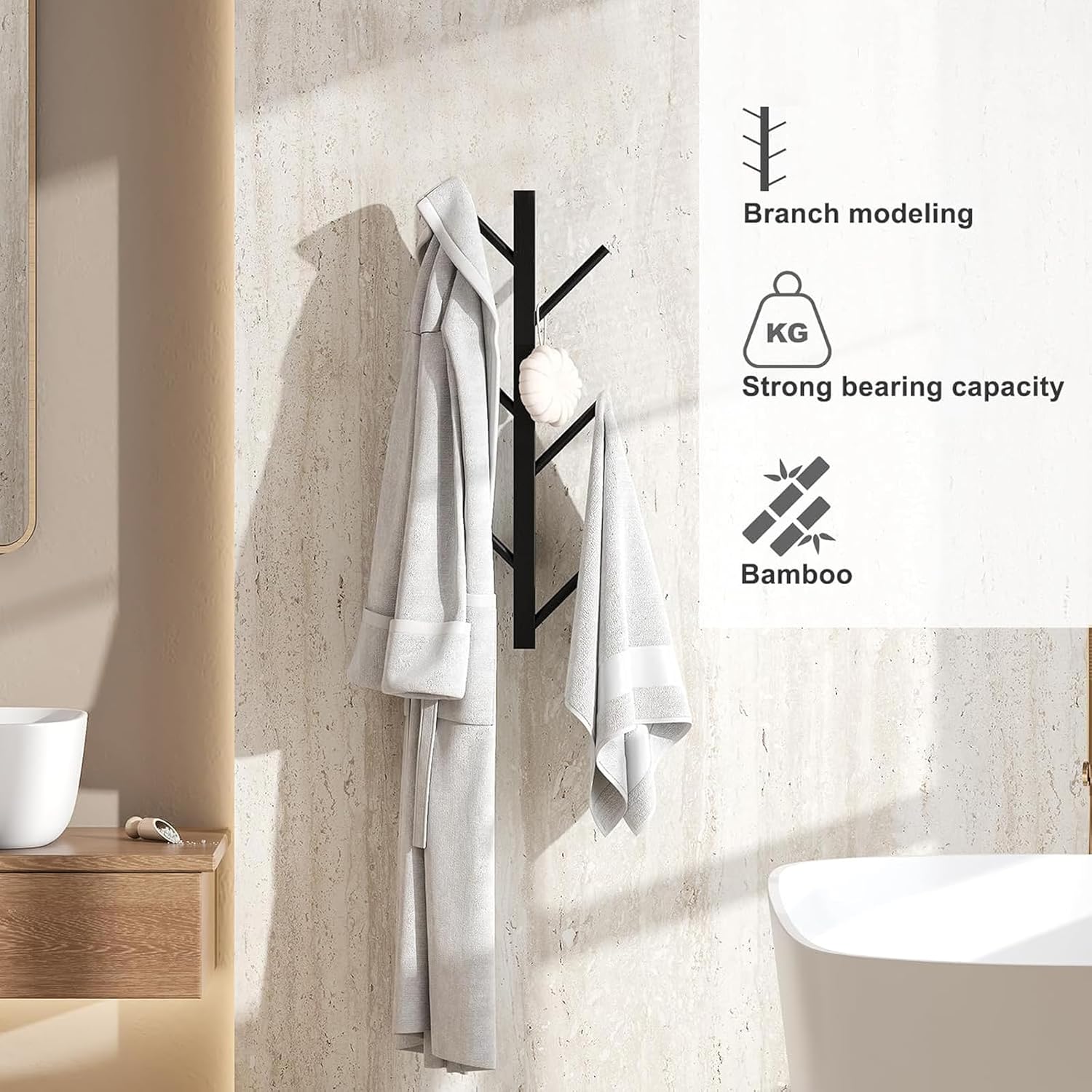 2 Pack Matte Black Metal Coat Rack E792518