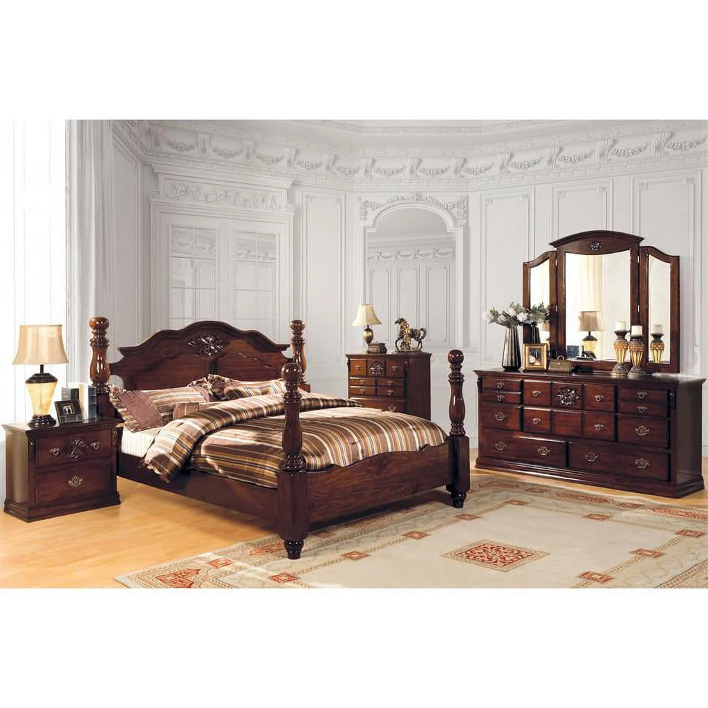 Solid Wood California King Bed in Brown E62823
