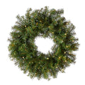 Pre-Lit Artificial Christmas Wreath, Green, 24 Inches S6015