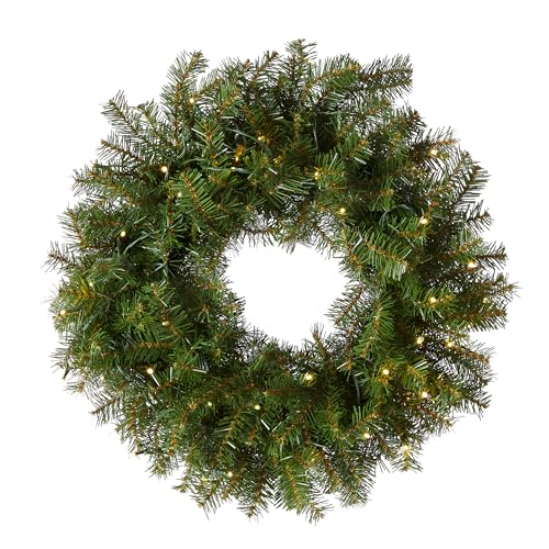 Pre-Lit Artificial Christmas Wreath, Green, 24 Inches S6015