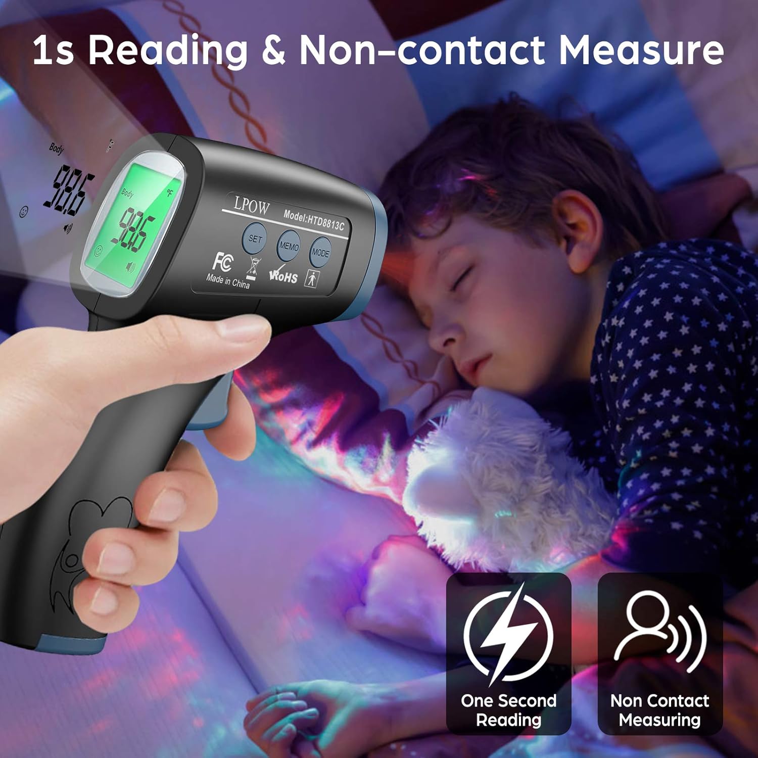 Touchless Infrared Digital Thermometer, Black J311445