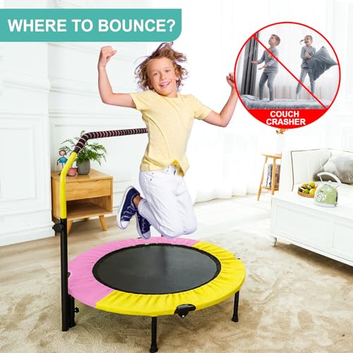 40'' Height-Adjustable Mini Trampoline with Sponge Handle E9187