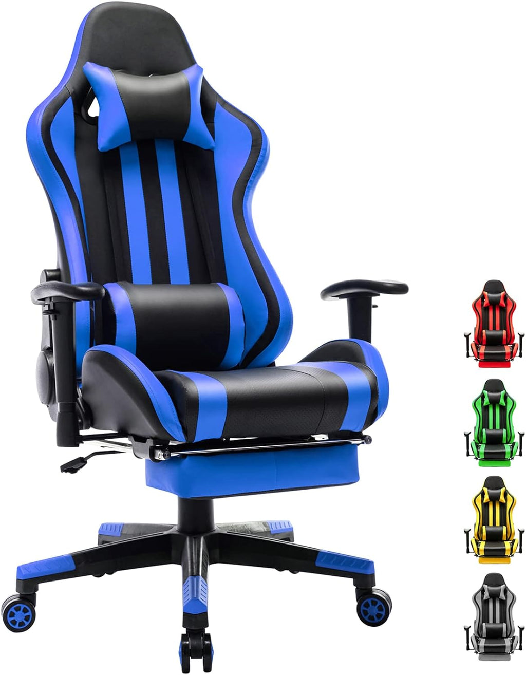 Reddish Blue Ergonomic Gaming Chair with Footrest I2013