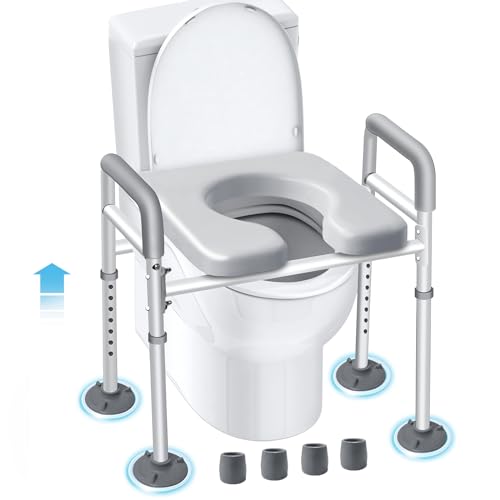 Elongated Raised Toilet Seat with Handles V38100