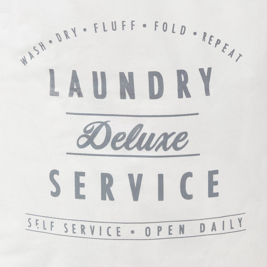 Ivory/Grey Canvas Laundry Hamper, 16" x 25" T950251