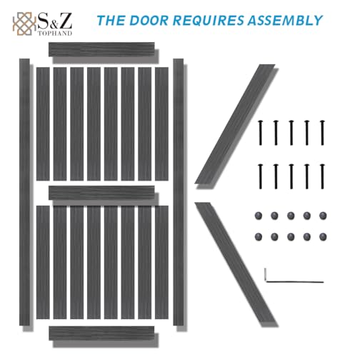 20 in x 84 in Elephant Gray Solid Wood Barn Door with Sliding Door Hardware Kit F533830