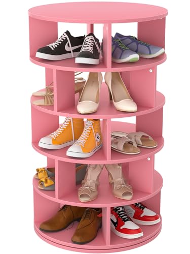 5-Tier Wood Rotating Shoe Rack, Pink R776
