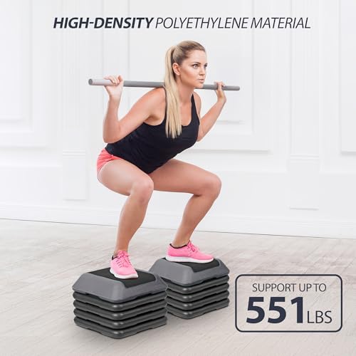 Aerobic Step Exercise Platform with 4 Risers Adjustable Height 4"-6''-8''-10''-12" E159