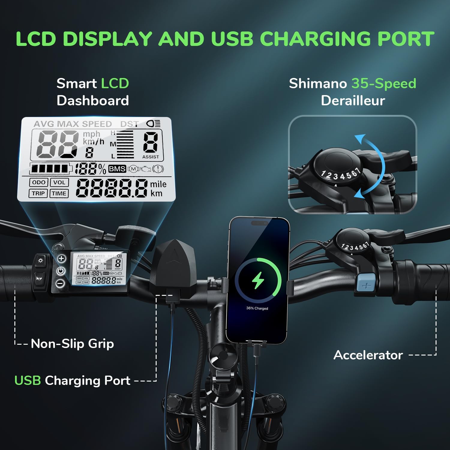26" Electric Mountain Bike with 500W Brushless Motor and Removable Battery S590287