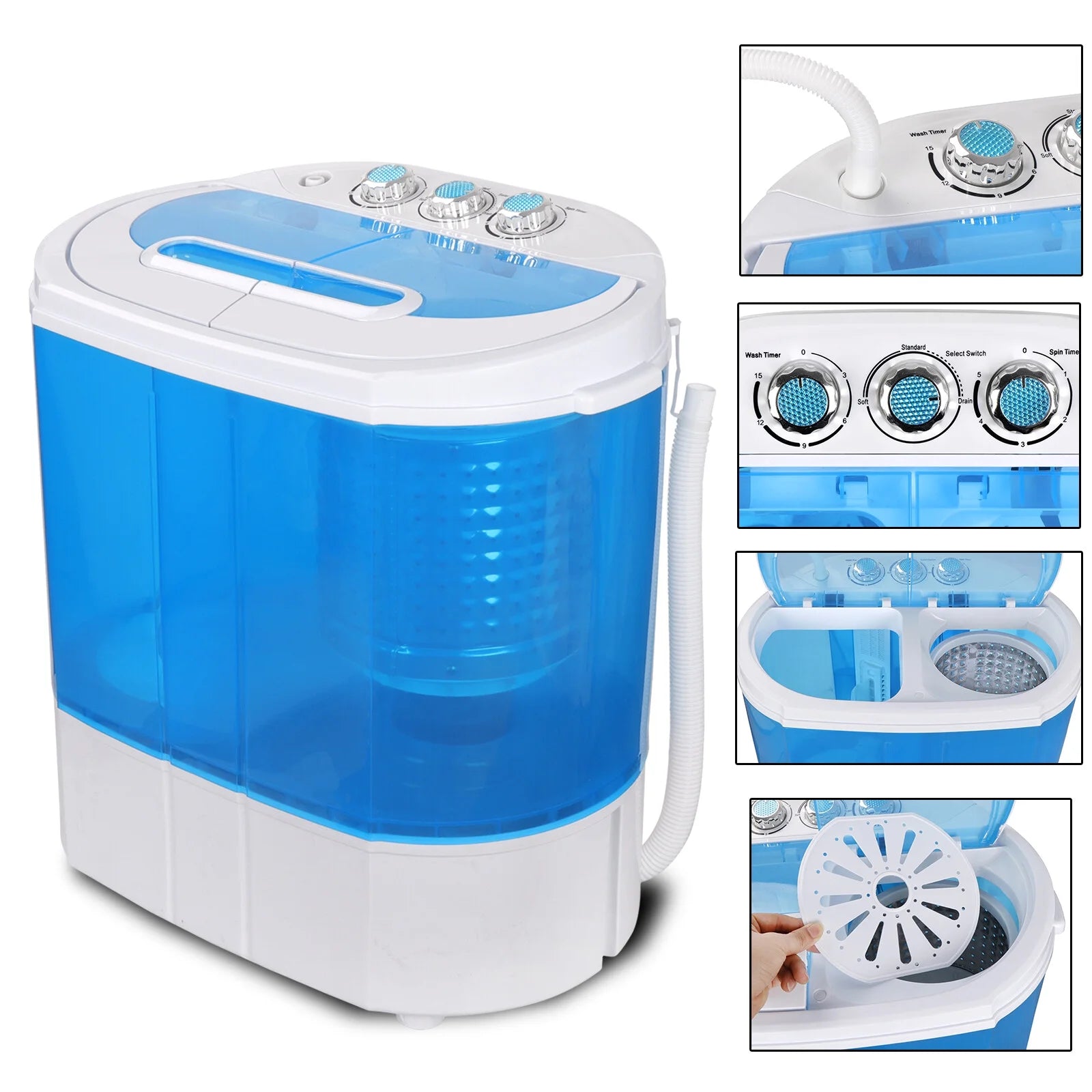 Compact Lightweight Twin Tub Washing Machine 6lbs Washer 4lbs Dryer X52532