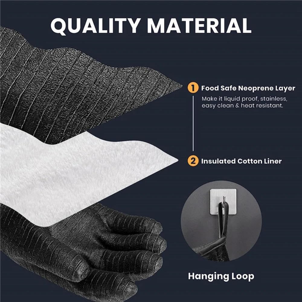 Extreme Heat Resistant Gloves, Waterproof Long Sleeve, Oil Resistant Neoprene Coating (18 inches) K696