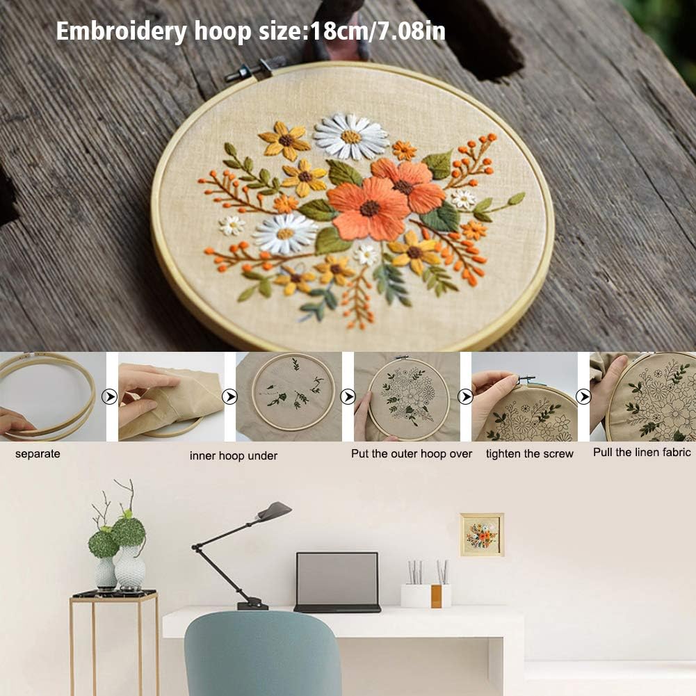 Embroidery Starter Kit with Pattern, Instruction Book, Thread, Needle, 1 Hoop X132069