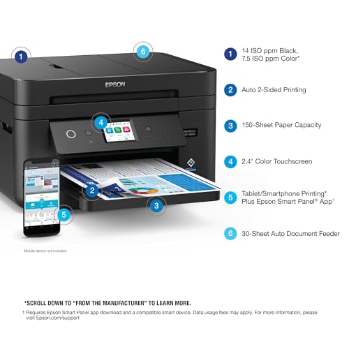 Wireless All-in-One Printer with Scan, Copy, Fax, Auto Document Feeder, Automatic 2-Sided Printing, Black H80027