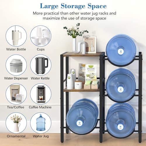 5 Gallon Water Jug Holder with Wood Storage Shelves Y67233