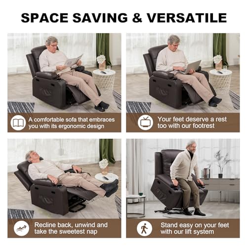 Brown Power Lift Recliner Chair with Massage & Heat F764