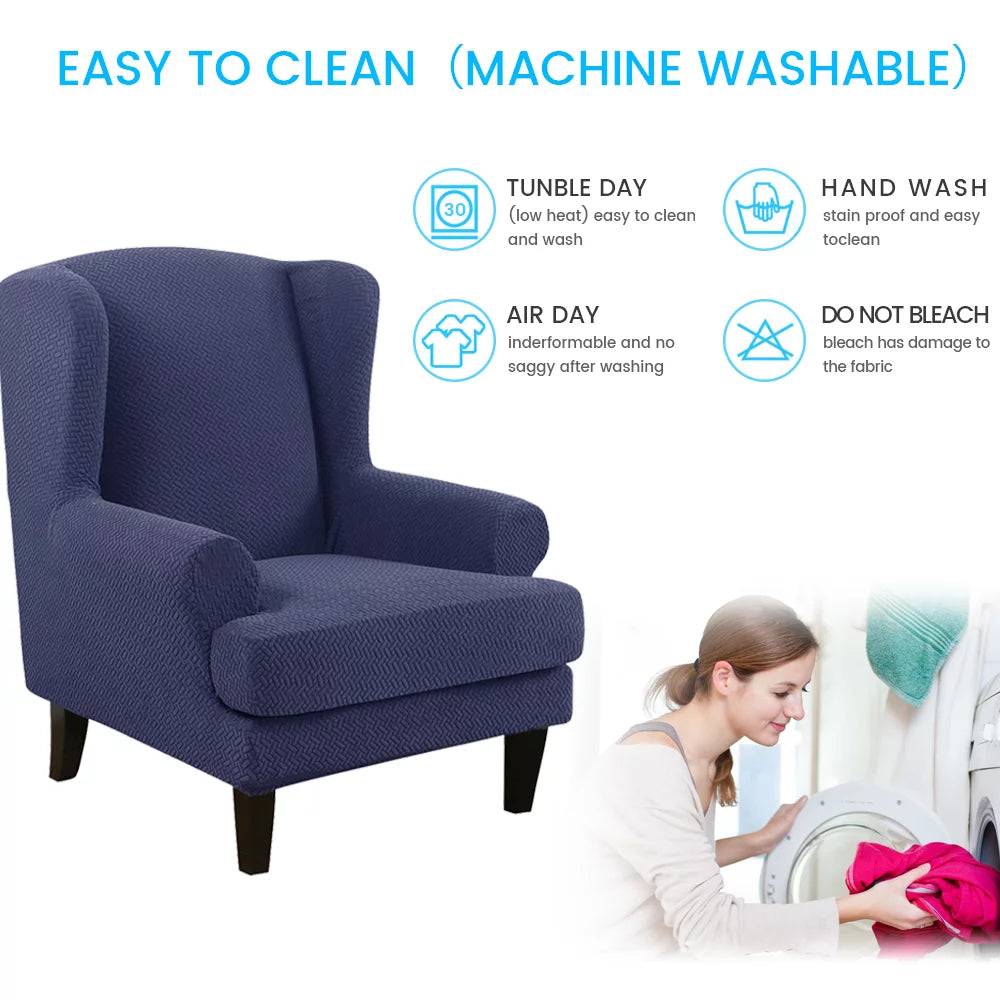 2 Piece Stretch Wingback Chair Slipcovers P25189