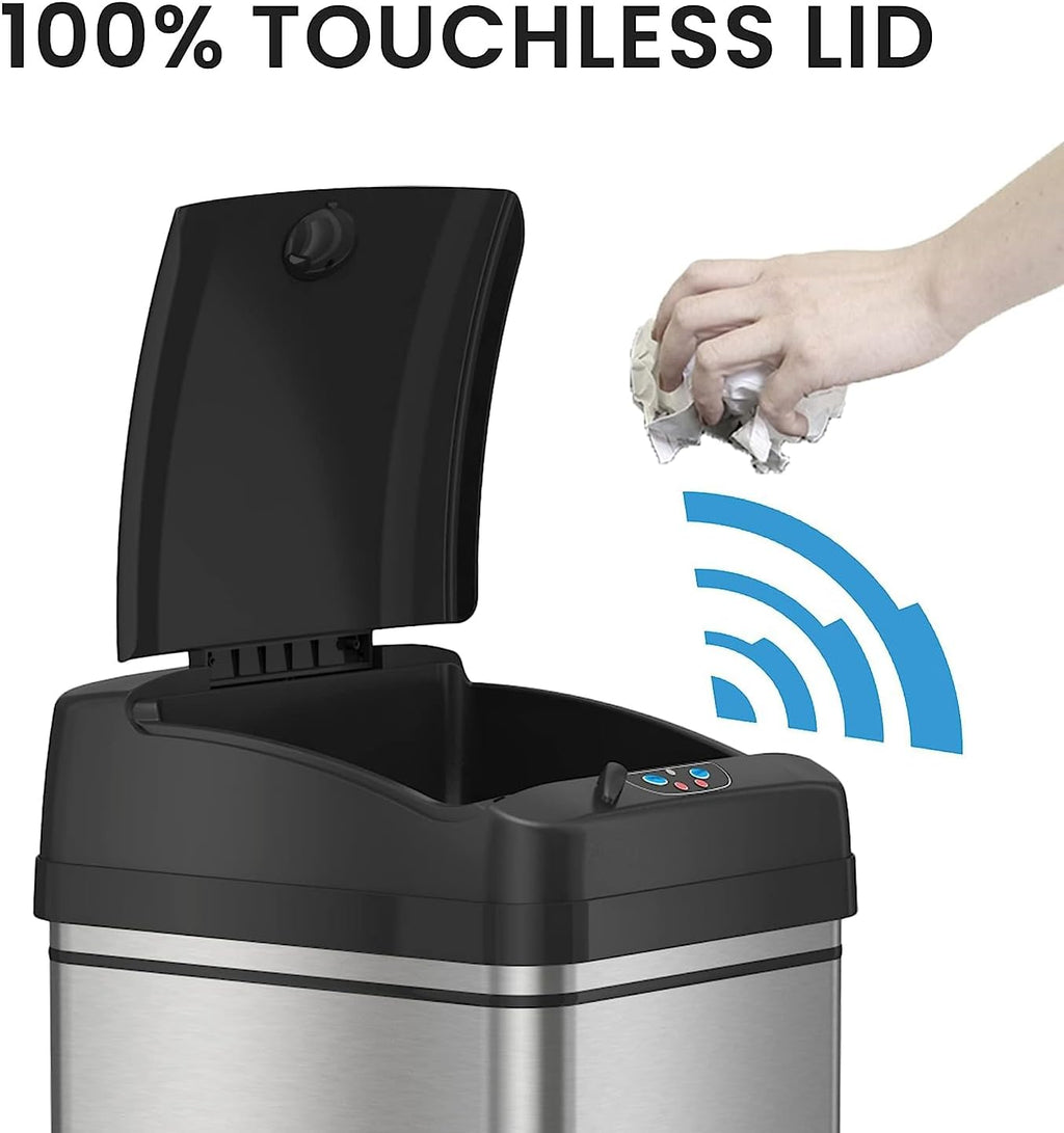 13 Gallon Stainless Steel Automatic Garbage Can F33457
