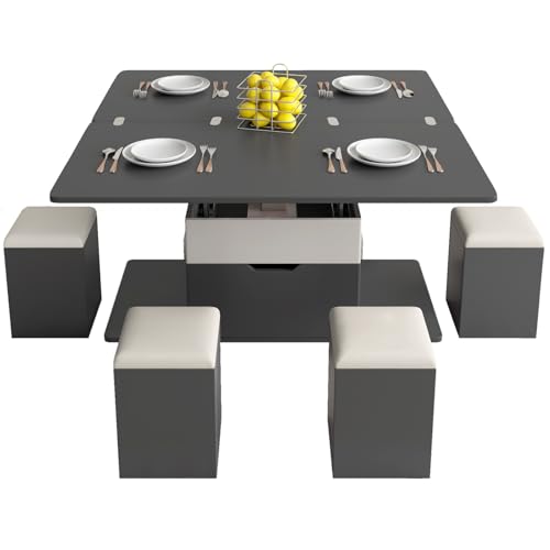 Lift Top Coffee Table with 4 Stools and Storage I815295