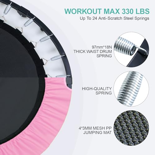 40'' Height-Adjustable Mini Trampoline with Sponge Handle E9187