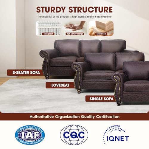 3-Seater Sofa with Removable Cover and Solid Wood Frame J494204