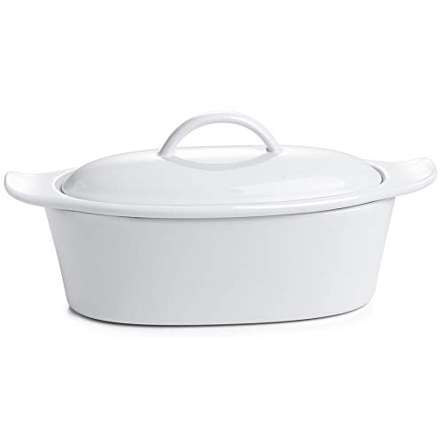 Porcelain White 3pcs Large Butter Dish with Lid J96980