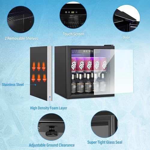 Compact Freestanding Beverage Refrigerator and Skincare Fridge, 0.9 Cu Ft Mini Fridge with Reversible Mirrored Front Door P50659