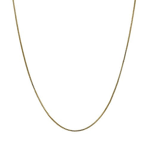 14K Solid Yellow Gold Box Chain Necklace, 16"-24" S7419