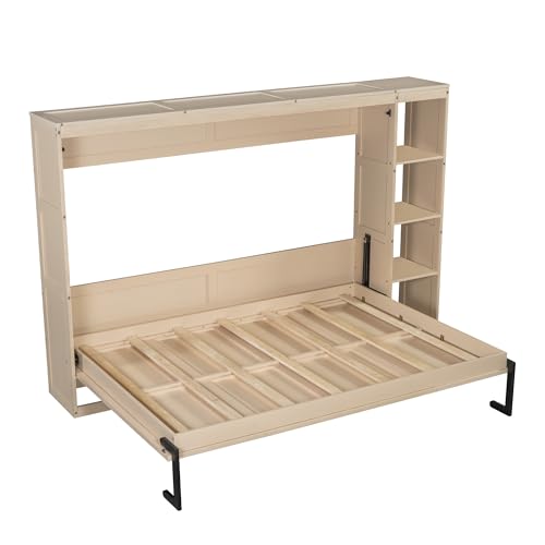 Full Size Horizontal Murphy Bed with Shelves N721978