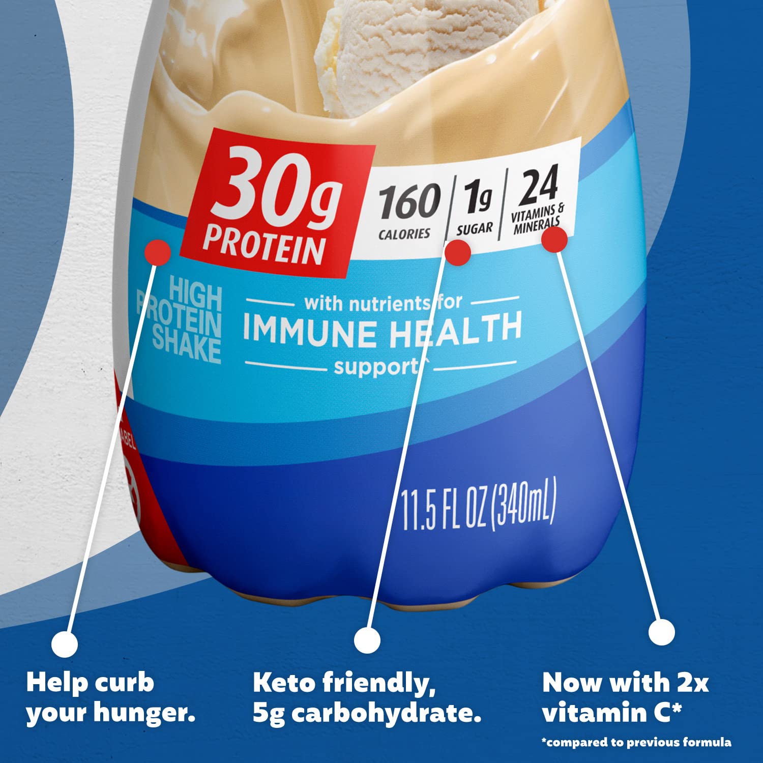 Vanilla Protein Shake, 30g Protein, 1g Sugar, 11.5 fl oz X864