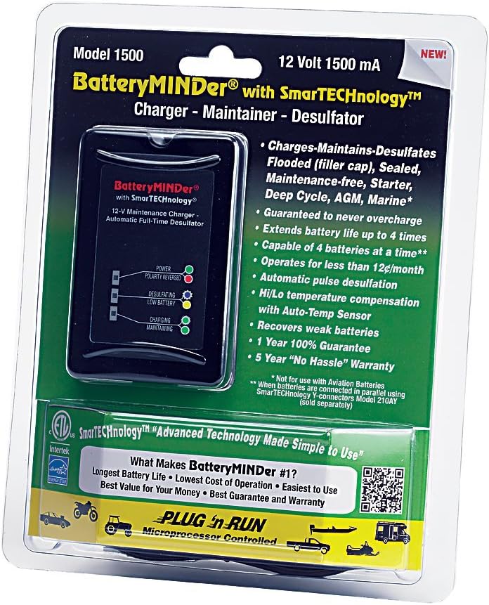 12 Volt 1.5 Amp Battery Charger Maintainer Desulfator D7840