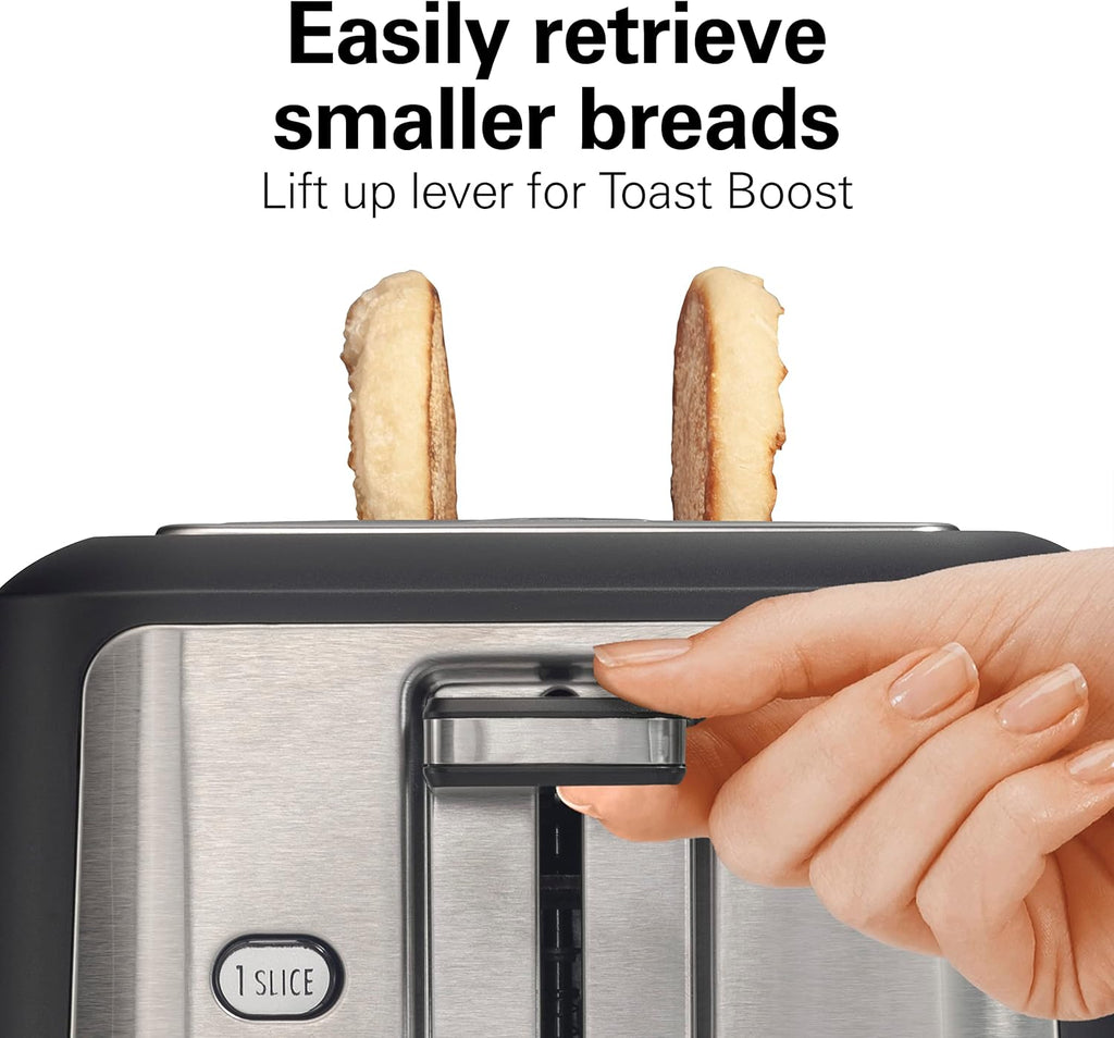 2 Slice Slot Toaster with Extra Long & Wide Slots, Matte Black and Stainless Steel N7906