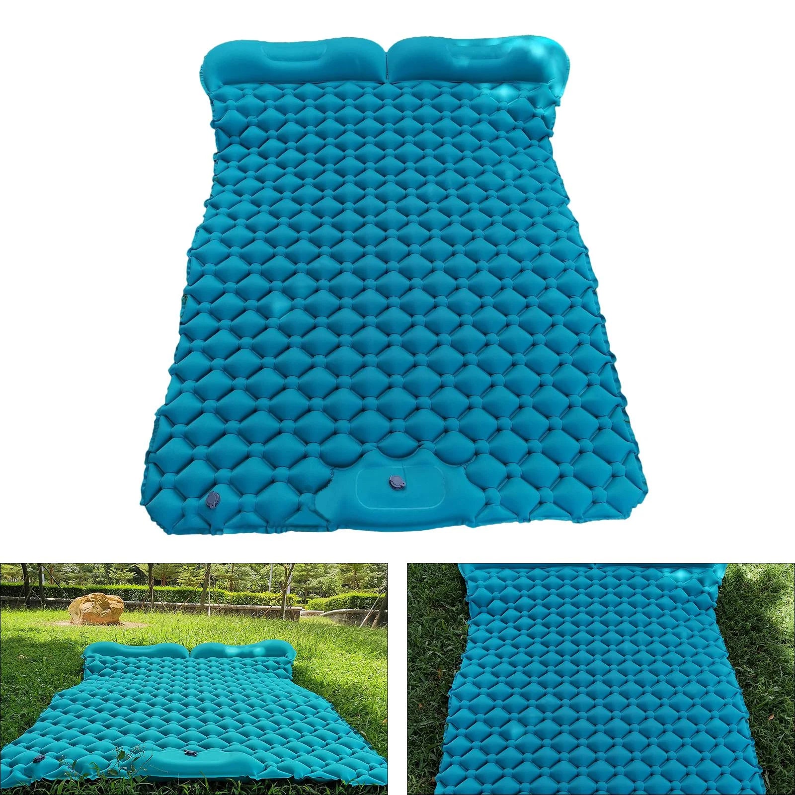 Blue Double Air Mattress with Pillow, 198X120X6cm A5872
