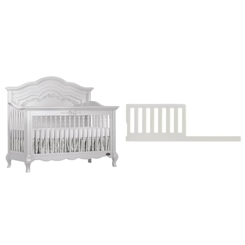 5-in-1 Convertible Crib in Frost, Greenguard Gold Certified, Wooden Baby Crib B466152