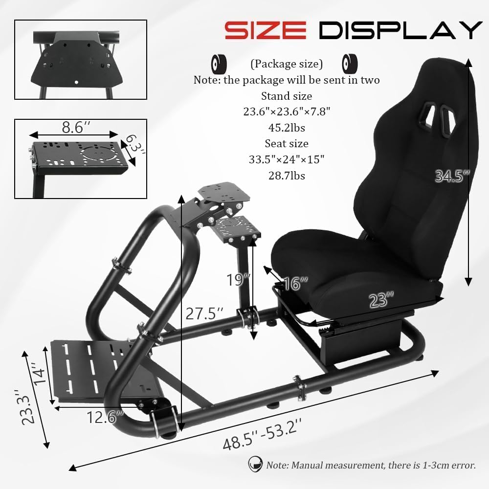 Racing Simulator Cockpit with Comfort Seat, Adjustable Sim Gaming Stand S62661