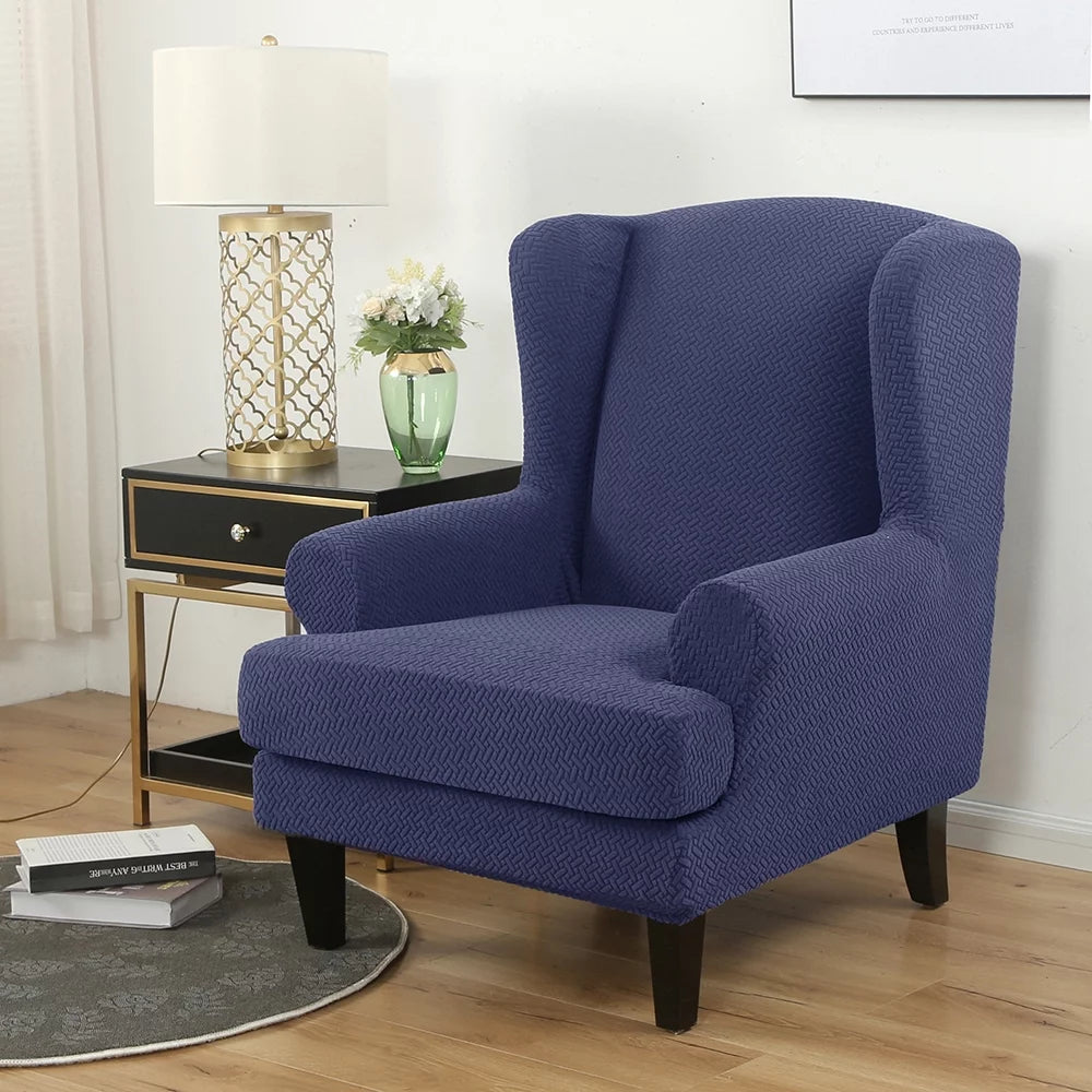 2 Piece Stretch Wingback Chair Slipcovers P25189