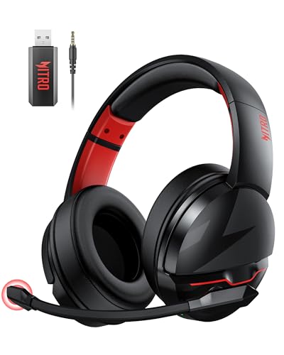 Black Wireless Gaming Headset with 2.4GHz Bluetooth 5.3, 100Hrs Battery, Noise Canceling Mic, 50mm Drivers R796345