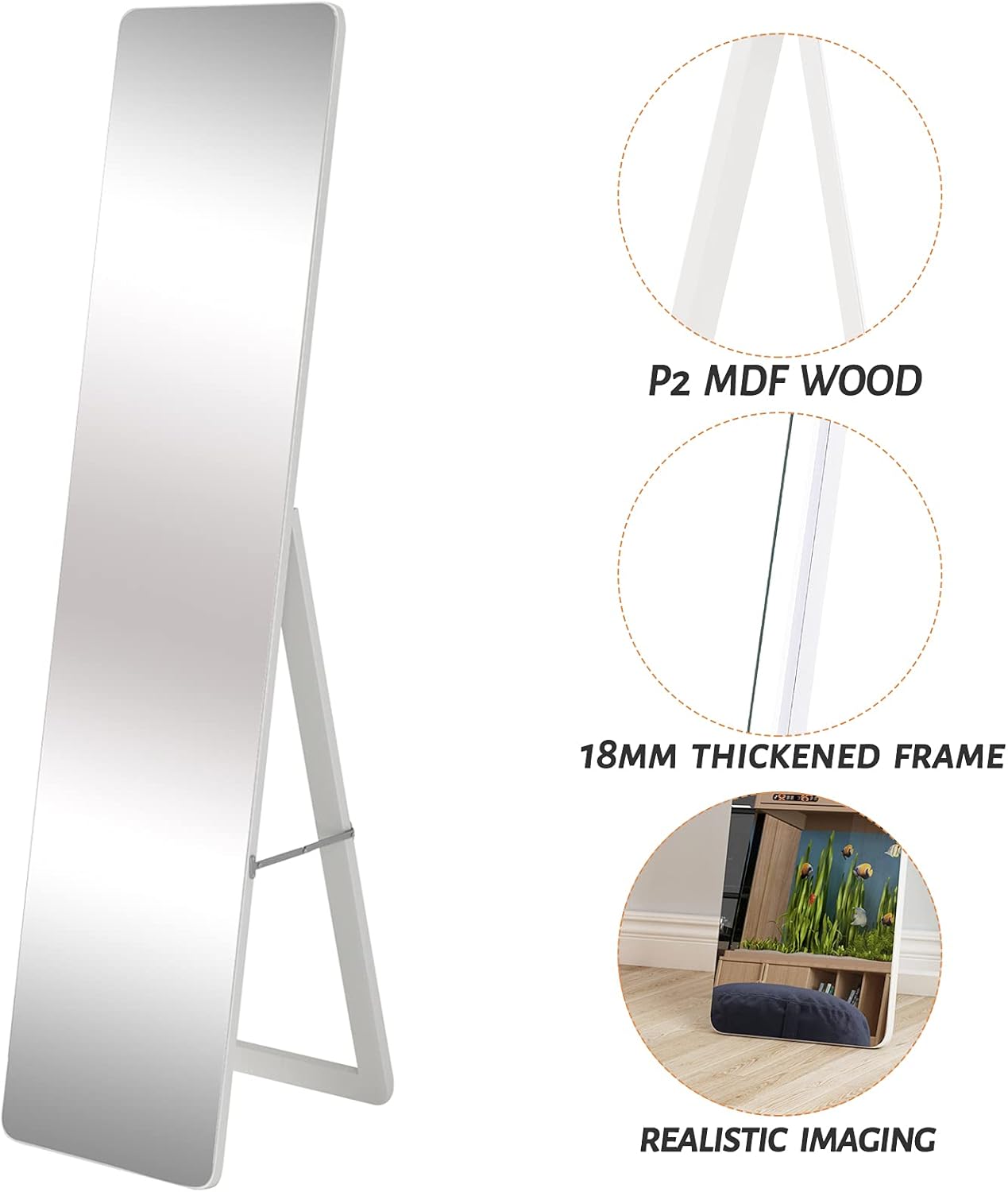 Full Length Mirror 63 inch x 14.6 inch with Floor Stand Y15153