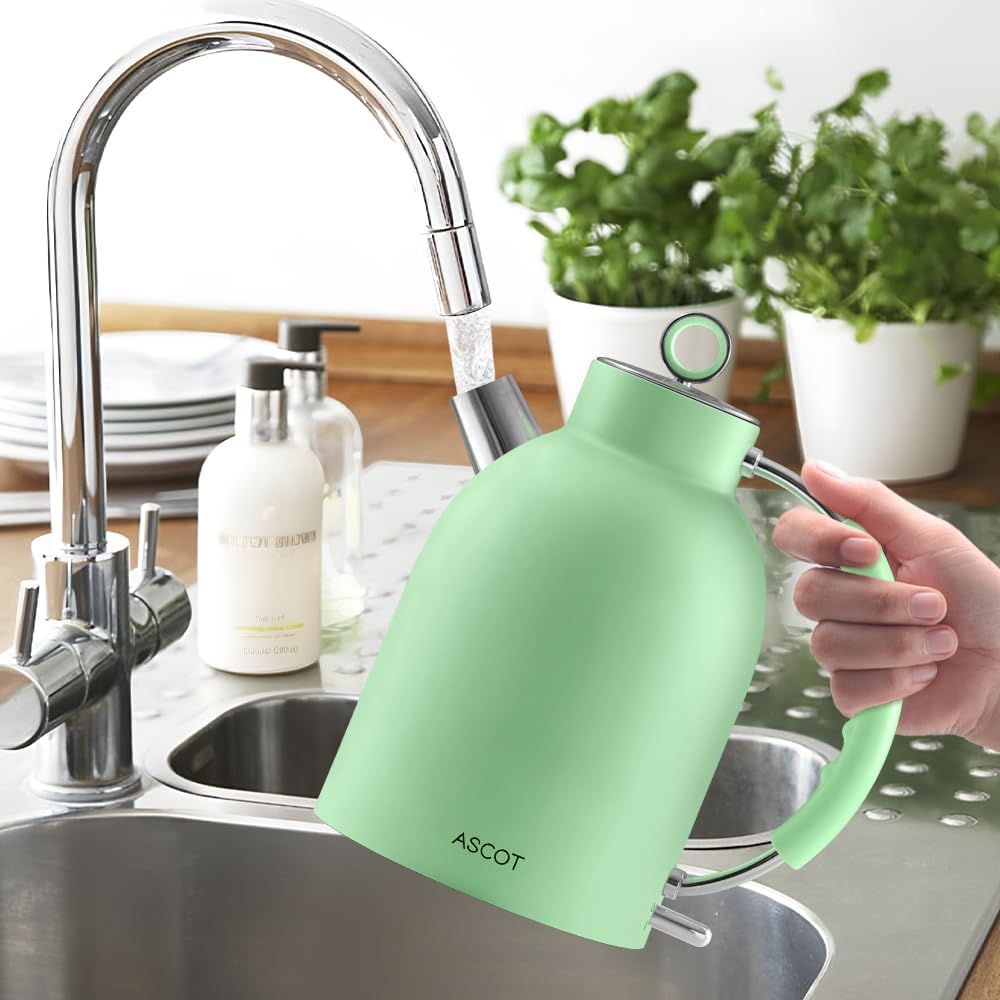 Stainless Steel 1.5L 1500W Retro Electric Kettle Matte Green L744112