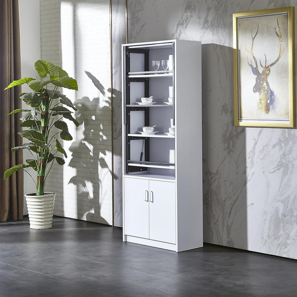 White Wall Mounted Fold Out Desk with Storage Area Q4634