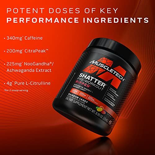 Pre Workout Energy Powder Drink Mix Rainbow Candy (40 Servings) W30442