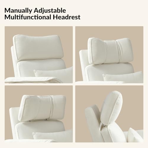 Grey Glider Recliner with Adjustable Armrests & Headrest V427