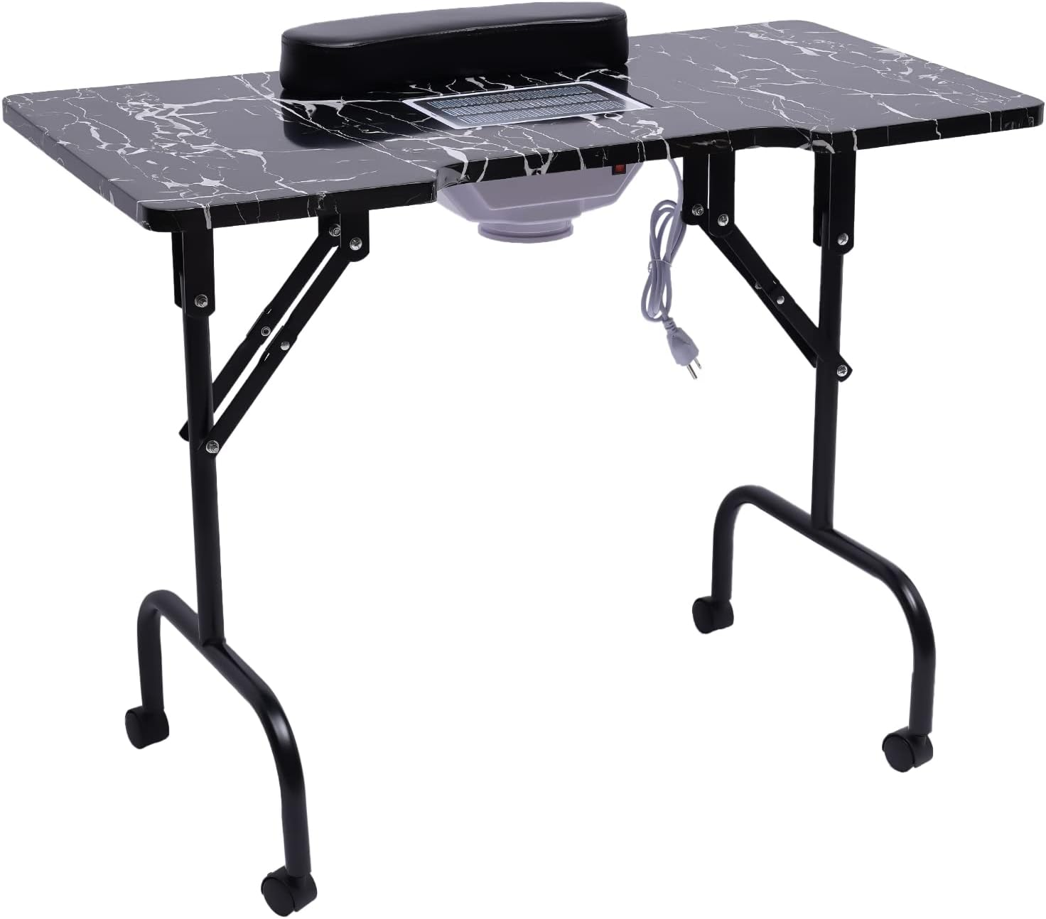 Portable Folding Nail Desk with Dust Collector 4 Wheels L12979